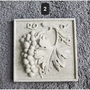 Italia 6x6 pulgadas Uva Backsplash Azulejo Placa de pared Escultura Piedra travertino Azulejos Premium - Product Image 1