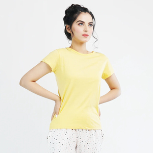 เสื้อยืดเข้ารูปสำหรับผู้หญิงผ้าคอตตอน/ผ้าโพลีเอสเตอร์ตกแต่งลูกปัดสำหรับฤดูร้อน - Product Image 2