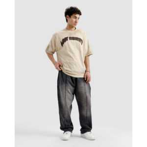 Camiseta Oversize Lavada con Efecto Desgastado, 100% Algodón Jersey de Tejido Pesado (280-300 Gramos), Estilo Cut & Sew, Camisetas Estampadas - Product Image 5