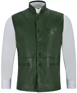 Gilet confortable en cuir véritable de haute qualité pour hommes, fait sur mesure pour mariage, fête, bureau, style décontracté, mode hivernale - Product Image 2