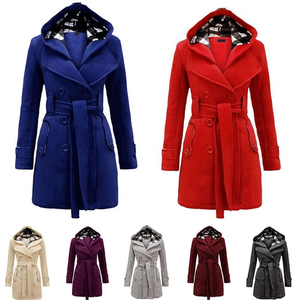 Manteaux pour femmes Vente à prix réduit Manteau à double boutonnage avec ceinture pour femme Manteau en laine épais pour femmes Manteau d'hiver - Product Image 2