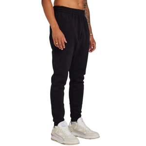 Pantalones de chándal colectivos negros para hombre, ajuste relajado, forro polar de algodón suave, cintura elástica, uso diario acogedor, detalle de logotipo Premium - Product Image 1