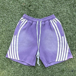 Nouveau 2025 short de haute qualité pour hommes personnalisé soleil délavé lavage rayure sueur pantalons de survêtement strass Shorts hommes - Product Image 2
