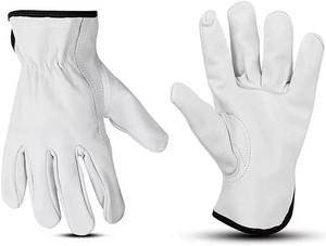 Guantes de cuero de piel de cabra Conductores de seguridad laboral Durable Color blanco Guantes de trabajo de cuero de alta calidad para hombres - Product Image 5