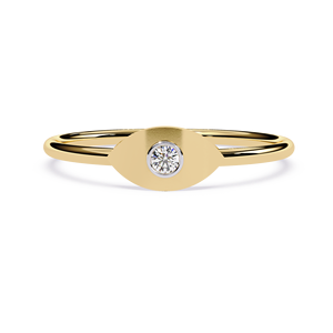 Bague minimaliste de fiançailles en or 18 carats avec diamant baguette véritable, faite à la main, élégante, bijoux fins pour mariage - Product Image 1
