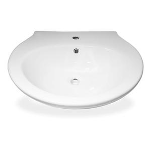 Lavabo in ceramica bianca con anatra da pavimento e colonna da parete da 1 confezione da 1 - Product Image 1