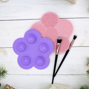 Silicone Beauty Cleaning Tool Flower <b>Suction</b> Cup Makeup Washing Brush <b>Pad</b> Factory Custom Love Shape Cleaning <b>Pad</b> for Commercial - Product Image 1