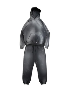 Custom Logo Printing Acid Wash <b>Tracksuit</b> Heavyweight 100% Cotton Fleece Oversized Vintage Distressed Streetwear <b>Tracksuit</b> 2026 - Product Image 1