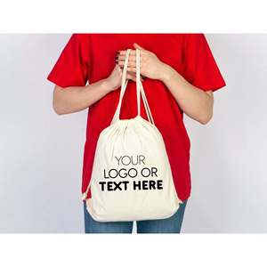 Customizable 8oz <b>Canvas</b> Cotton Drawstring <b>Backpack</b> Large Reusable Portable Zipper Closure Casual Bag String for Daily Use - Product Image 1