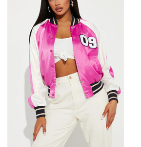 Nueva venta al por mayor de las mujeres personalizadas Letterman chaquetas abrigo Streetwear Color sólido suave Letterman chaqueta de béisbol para las mujeres - Product Image 5