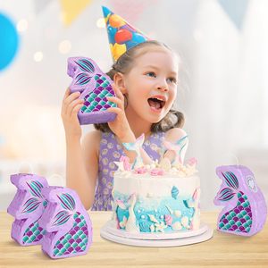 3 Mini Piñatas de Sirena para Niñas, Decoraciones de Fiesta de Sirenas Bajo el <span class=keywords><strong>Mar</strong></span>, Centro de Mesa de <span class=keywords><strong>Sirenita</strong></span>, Pequeña Piñata Colgante - Product Image 4