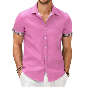 เสื้อเชิ้ตชายหาดแขนสั้นลายสก๊อตติดกระดุมปกเสื้อเสื้อฮาวายแฟชั่นลำลองสวมใส่สบายฤดูร้อน - Product Image 5