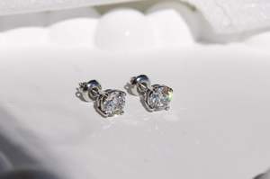 925 <b>Silver</b> & Rose Gold Stud <b>Earrings</b> <b>for</b> <b>Men</b> & Women Round Brilliant Cut VVS1 Moissanite Diamond GIA Certified <b>for</b> Parties - Product Image 2