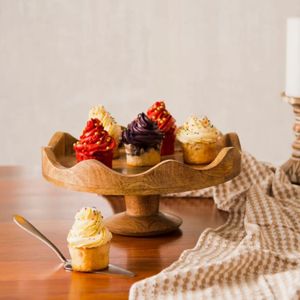 Pedestal de exhibición de pastel de madera de mango de diseño único, soporte para servir taza de pastel para el Hogar, Restaurantes, uso en fiestas - Product Image 1