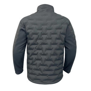 Men Winter Hybrid Puffer Jacket Warm Quilted <b>Nylon</b> Front Softshell Sleeves Lightweight Zip Up Outdoor - Product Image 4