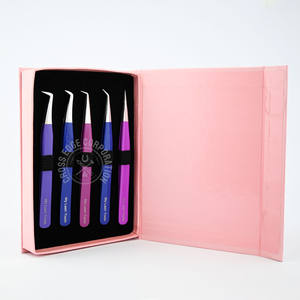 Oferta Especial: Pinzas para Extensión de Pestañas de Volumen Ruso de 90 Grados, Punta Recta de Fibra, Antideslizantes - Product Image 1