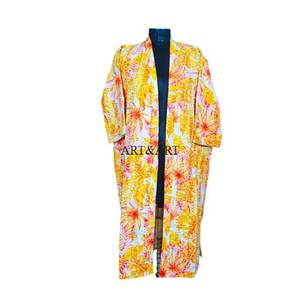 Kimono Floral Kantha de Algodón Hecho a Mano en India, Elegante para Mujer y Hombre, Ropa de Playa, Bata de Baño, Transpirable, de Alta Calidad, para Regalo - Product Image 1