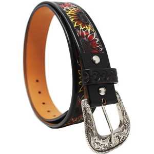 เข็มขัดหนังวัวตะวันตกพร้อมลายดอกไม้และการระบายสีสำหรับผู้ผลิตชั้นนำผลิตตามสั่ง - Product Image 4