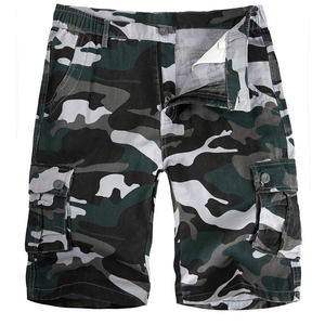 Pantalones cortos Cargo de algodón informales para hombre con patrón sólido Nuevo diseño Bolsillo suelto Fitness Cordón Jogging Shorts - Product Image 1