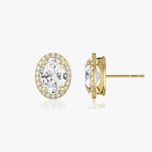 925 Silver Moissanite <b>Diamond</b> <b>Pearl</b> Gold Halo Stud <b>Earrings</b> for Weddings Parties Gifts-IGI Certified - Product Image 3