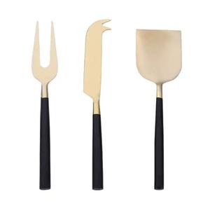 ชุดอุปกรณ์ตัดครัวสีดำรุ่นใหม่ล่าสุด ใบมีดสแตนเลส สำหรับชีสและเนย ด้ามจับขนาดเล็ก - Product Image 3