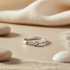 Anillo Minimalista de Plata 925 con Perla para Mujer - Product Image 3