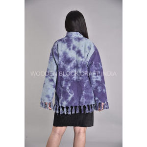 Veste matelassée en coton à manches longues pour femme, personnalisable, tie-dye, respirante, écologique, broderie Suzani éblouissante, hiver, col montant - Product Image 3