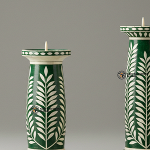 Indian Supplier Offers Handmade <b>Green</b> Bone Inlay Christmas <b>Candle</b> Stand Set Floral Pattern Decorative Candlestick - Product Image 6