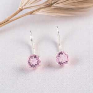 Pendientes de Plata de Ley Chapados en Oro con Morganita Rosa, Certificados por IGI, Piedra de Nacimiento de Junio, Regalo de Aniversario para Mujer - Product Image 1