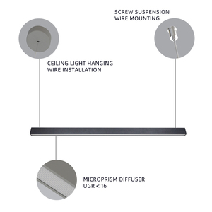 Liontin lampu gantung Linear Led, lampu gantung Modern untuk ruang tamu tangga kantor hitam - Product Image 6