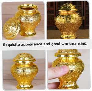 Eight Auspicious Vases Metal Burial Urns Container Cremation Urn for <b>Ashes</b> Mini Plant Pots <b>Pet</b> <b>Ashes</b> <b>Keepsake</b> White Pots - Product Image 2