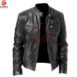 Chaqueta de Cuero de Piel de Oveja de Alta Calidad para Hombre, Diseño Moderno, Cómoda, con Cuello Camisero, Impermeable y Cortavientos - Product Image 1