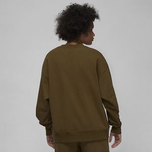 Sweat-shirt ras du cou avec logo personnalisé pour femmes, ourlet élastique gaufré léger grande taille, crop top de gymnastique pour adultes, technique lavée - Product Image 2