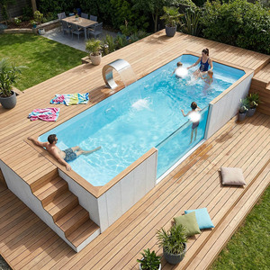 Fiberglass Prefabricated Container Above Ground Swimming <b>Pool</b> UV Resistant Heavy Duty Outdoor Family Backyard Garden <b>Pool</b> - Product Image 6