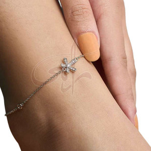 Detailed Flowers White & <b>Silver</b> Delicate And Feminine Pretty Item Formal And Casual Delicate <b>Anklet</b> - Product Image 1