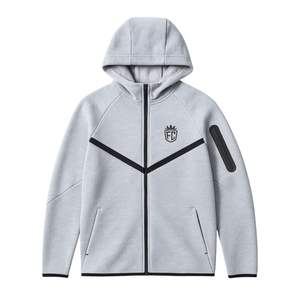 Veste à capuche zippée intégrale en polaire technique pour homme Gris pierre Légère Chaude Vêtement de sport d'entraînement Vêtement de sport haut de gamme - Product Image 1