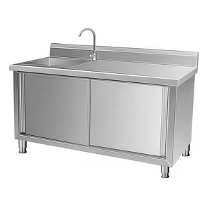 Armoire en acier inoxydable durable personnalisée pour cuisine commerciale, restaurant et école avec évier de cuisine commercial - Product Image 1