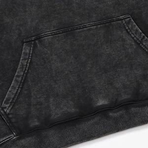 Sweat à capuche unique en coton noir pour hommes, coupe régulière, lavage à l'acide, sur mesure, sweats à capuche de haute qualité chez Nurak 2025 - Product Image 3