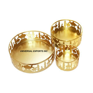 Juego de tres bandejas de chocolate con acabado dorado, diseño árabe, bandeja de chocolate hecha a mano, nueva bandeja de chocolate de alta calidad - Product Image 1