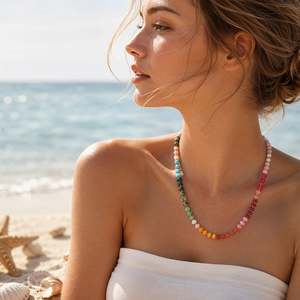 Collar de Perlas de Agua Dulce Coloridas Ajustable Estilo Bohemio Jeulia para Fiestas de Verano - Product Image 5