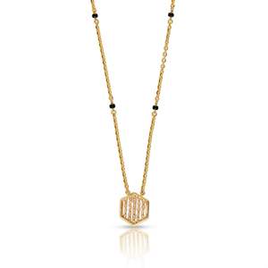 Cadena Mangalsutra Serene Harmony Chapada en Oro de 9kt con Perlas y Diamantes para Boda y Regalo - Product Image 2