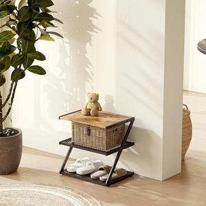 Z Frame Shoe Rack, Wooden Top with Heavy Duty Metal Mesh Shelves for Entryway, Closet, Bedroom - Product Image 2