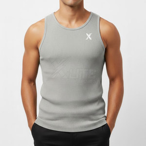 Camiseta sin Mangas para Hombre, Ajustada, Tejida, Transpirable, Elástica, para Fitness, Culturismo, Verano, Estilo Casual Urbano - Product Image 2