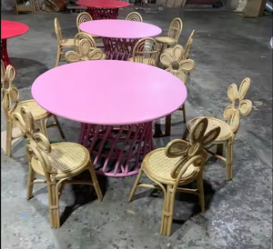 Sisu ชุดโต๊ะเก้าอี้เด็กดีไซน์ทันสมัยคุณลักษณะความปลอดภัยหัตถกรรมหวายสำหรับรับประทานอาหารห้องครัวโรงเรียนเฟอร์นิเจอร์สำหรับเด็กเล็ก - Product Image 6