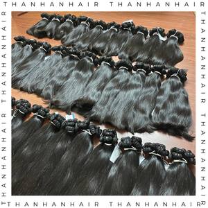 Extensiones de cabello humano vietnamita virgen natural de trama recta de color negro Super doble dibujado 100% Remy Raw Virgin - Product Image 6