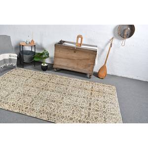 พรมตุรกีโบราณ4.8 x 8.1ft ทรงสี่เหลี่ยมผืนผ้าดีไซน์แบบปะต่อสีเบจสีน้ำตาลผ้าขนสัตว์ผืนใหญ่พร้อมแผ่นยางรองพื้นแบบลาเท็กซ์ - Product Image 5