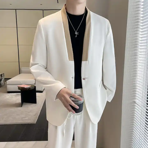 ชุดสูทสำหรับผู้ชายทรงสลิมฟิตชุดทักซิโด้ลายดอกไม้เข้ารูปกระดุมแถวเดียว2ชิ้นผ้าคลุมไหล่สำหรับงานแต่งงานงานเลี้ยงอาหารค่ำ - Product Image 2