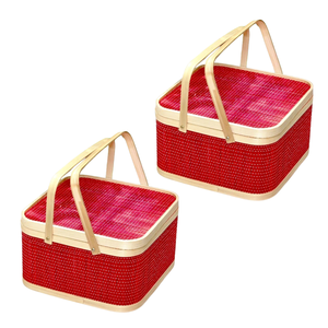 Panier-cadeau en bambou le plus vendu avec couvercle et 2 poignées, couleur personnalisée disponible, artisanat en osier, emballage écologique - Product Image 1