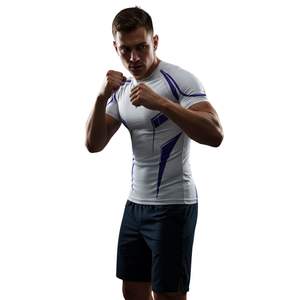 Chemises de compression à manches courtes pour hommes adultes, coupe ajustée, motif 3D, respirantes, protection contre les éruptions cutanées, vêtements de fitness, BJJ MMA, couture tissée - Product Image 2