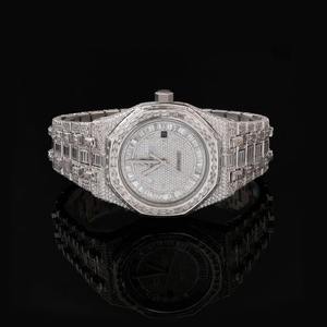 Reloj de Cuarzo para Hombre, Personalizado, Blanco Brillante, con Diamantes de Imitación Moissanite, Manecillas Luminosas, Elegante, de Lujo, Estilo Hip Hop - Product Image 1